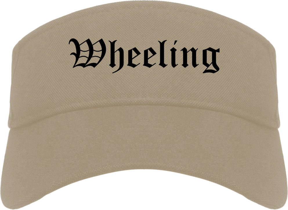 Wheeling Illinois IL Old English Mens Visor Cap Hat Khaki