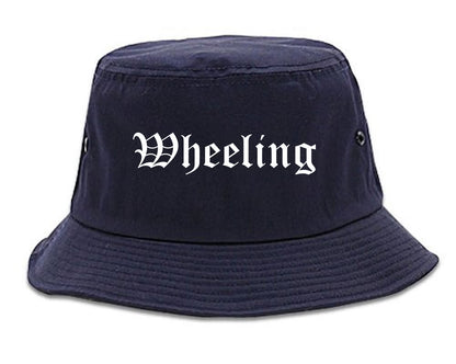 Wheeling West Virginia WV Old English Mens Bucket Hat Navy Blue