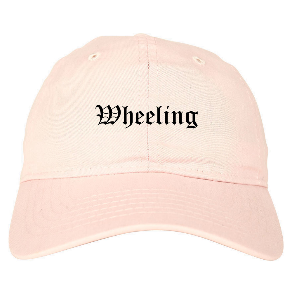 Wheeling West Virginia WV Old English Mens Dad Hat Baseball Cap Pink