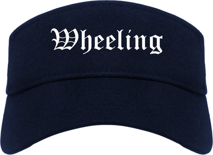 Wheeling West Virginia WV Old English Mens Visor Cap Hat Navy Blue