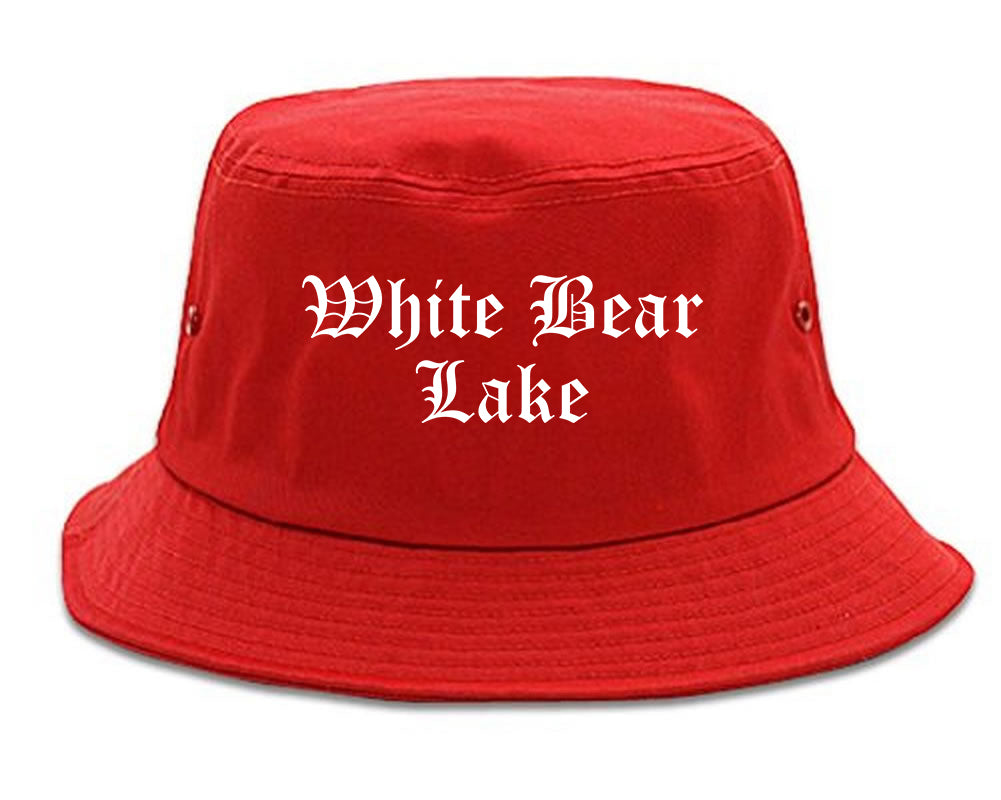 White Bear Lake Minnesota MN Old English Mens Bucket Hat Red