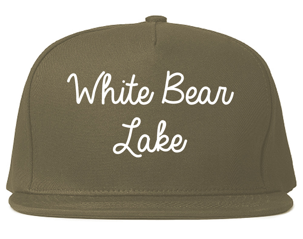 White Bear Lake Minnesota MN Script Mens Snapback Hat Grey