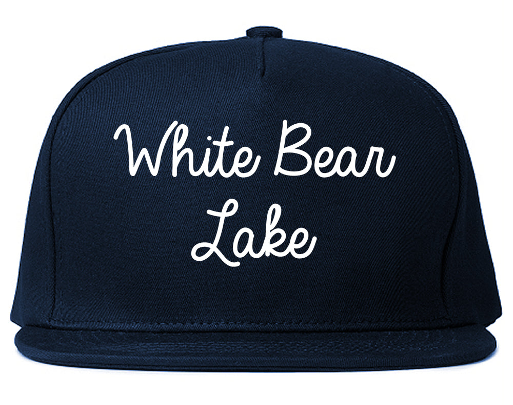 White Bear Lake Minnesota MN Script Mens Snapback Hat Navy Blue