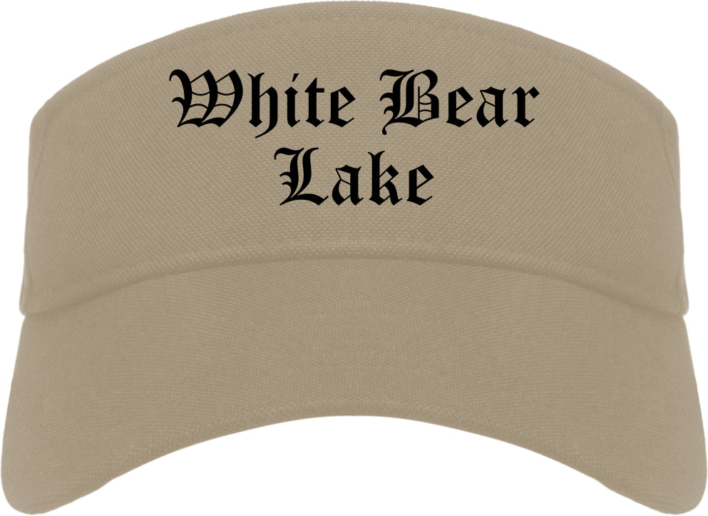 White Bear Lake Minnesota MN Old English Mens Visor Cap Hat Khaki