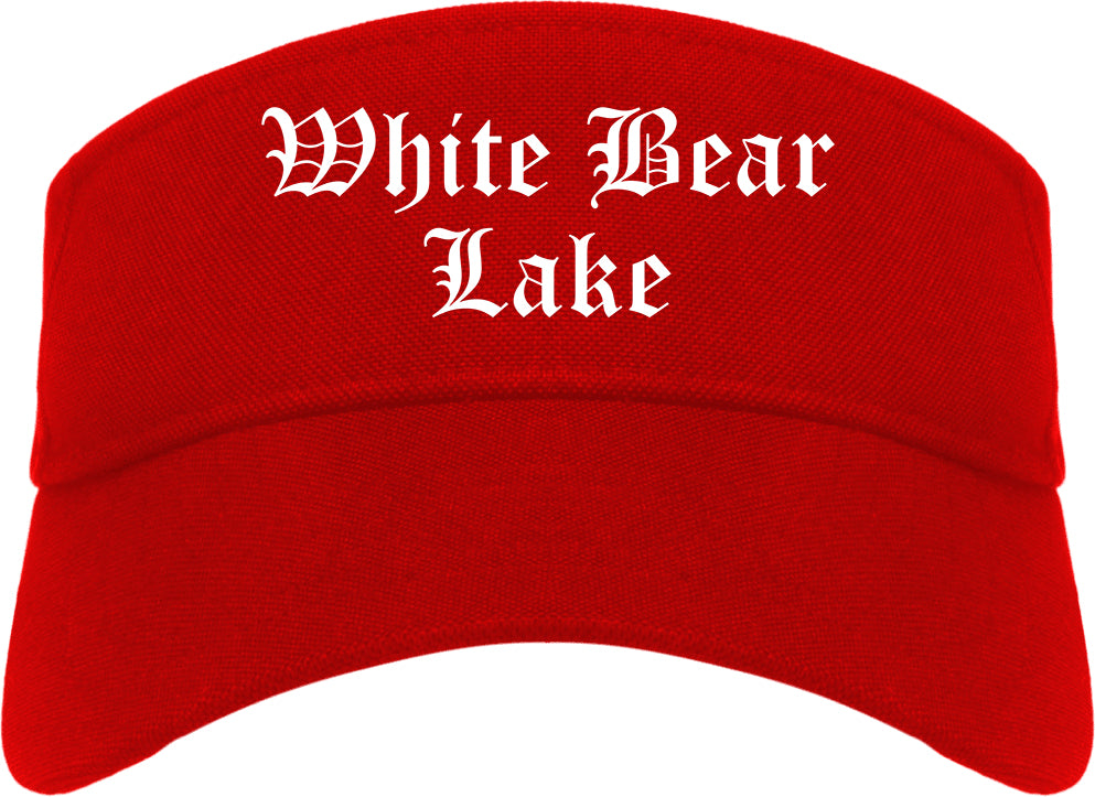 White Bear Lake Minnesota MN Old English Mens Visor Cap Hat Red