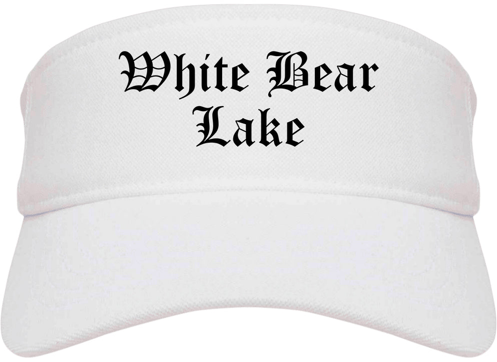 White Bear Lake Minnesota MN Old English Mens Visor Cap Hat White