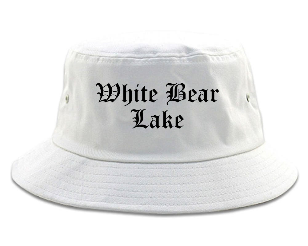 White Bear Lake Minnesota MN Old English Mens Bucket Hat White