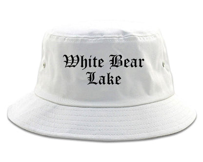 White Bear Lake Minnesota MN Old English Mens Bucket Hat White