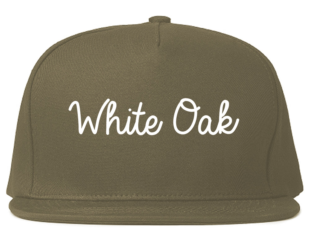 White Oak Pennsylvania PA Script Mens Snapback Hat Grey