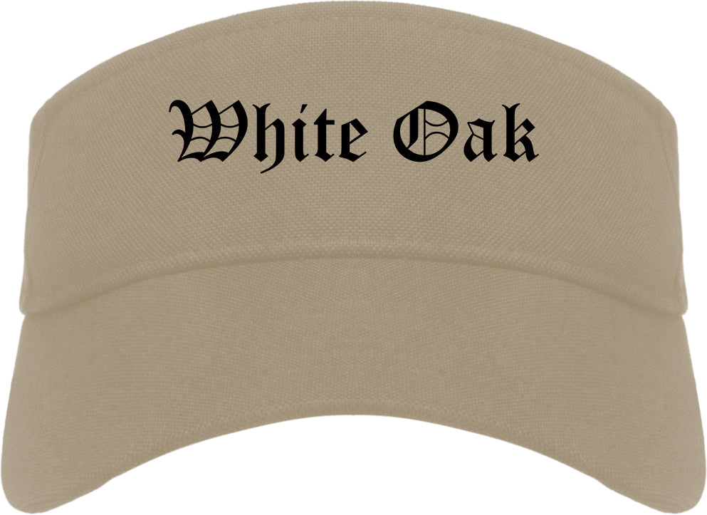 White Oak Pennsylvania PA Old English Mens Visor Cap Hat Khaki