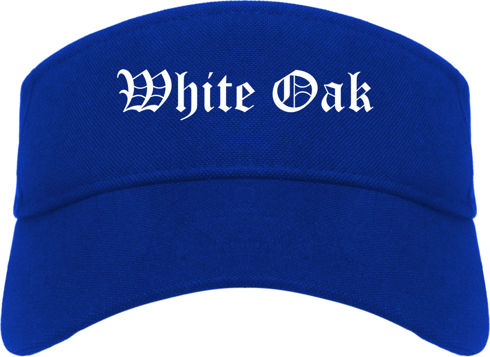 White Oak Pennsylvania PA Old English Mens Visor Cap Hat Royal Blue