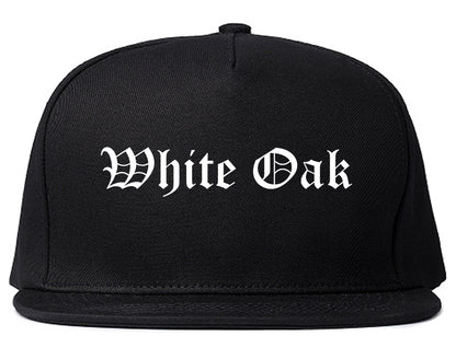 White Oak Texas TX Old English Mens Snapback Hat Black