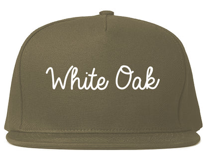 White Oak Texas TX Script Mens Snapback Hat Grey