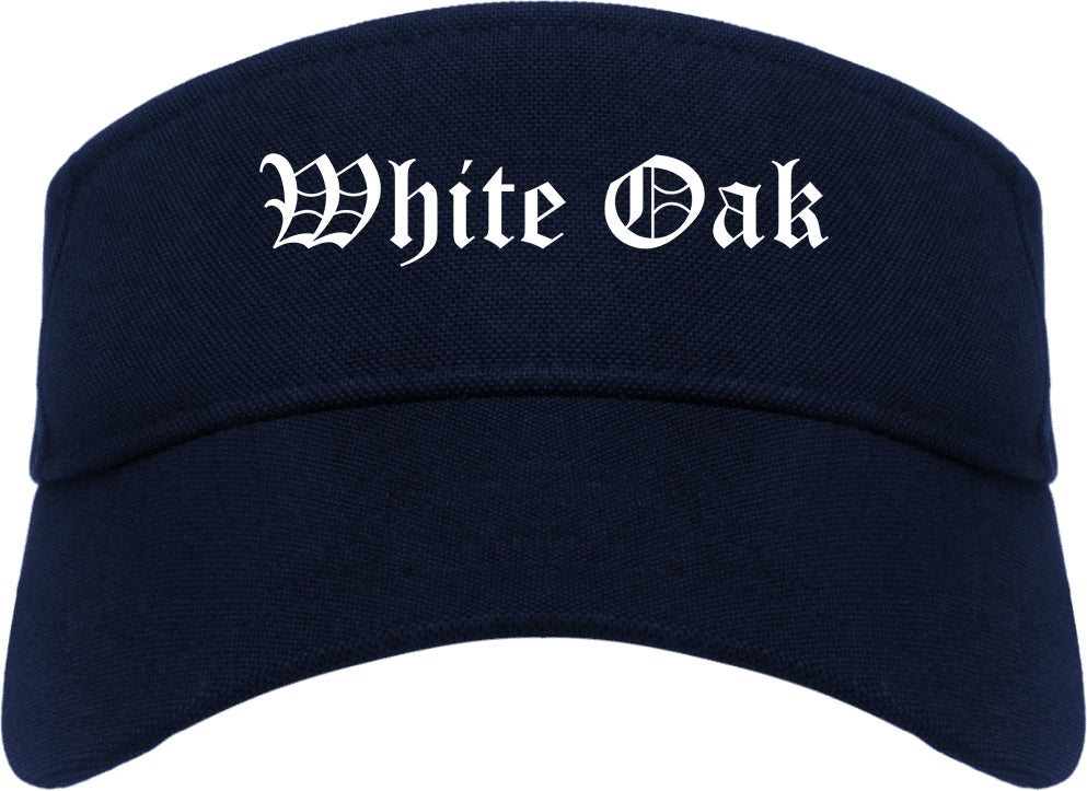 White Oak Texas TX Old English Mens Visor Cap Hat Navy Blue