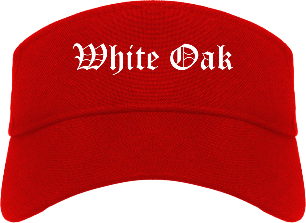 White Oak Texas TX Old English Mens Visor Cap Hat Red
