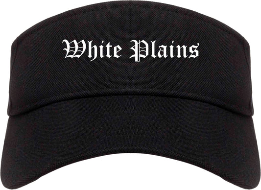 White Plains New York NY Old English Mens Visor Cap Hat Black