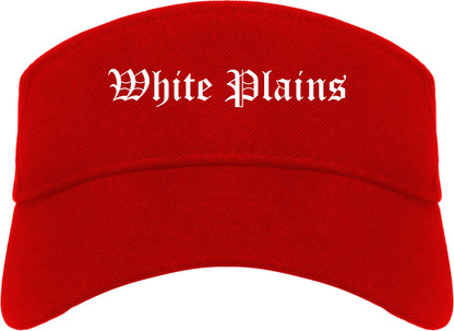 White Plains New York NY Old English Mens Visor Cap Hat Red