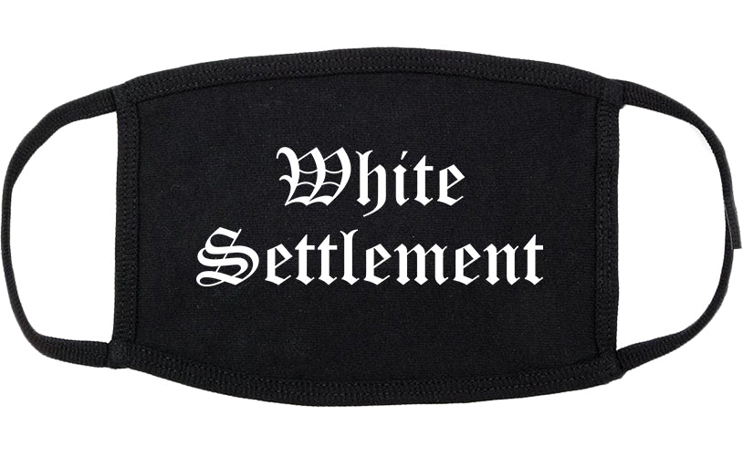 White Settlement Texas TX Old English Cotton Face Mask Black
