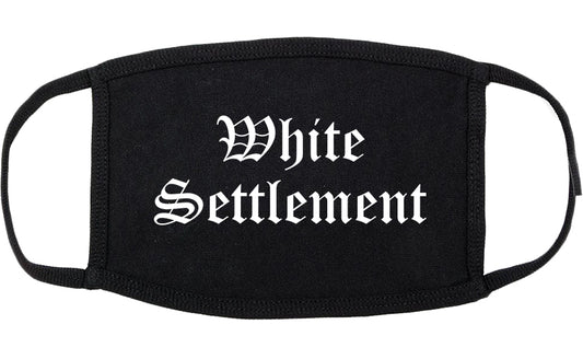 White Settlement Texas TX Old English Cotton Face Mask Black