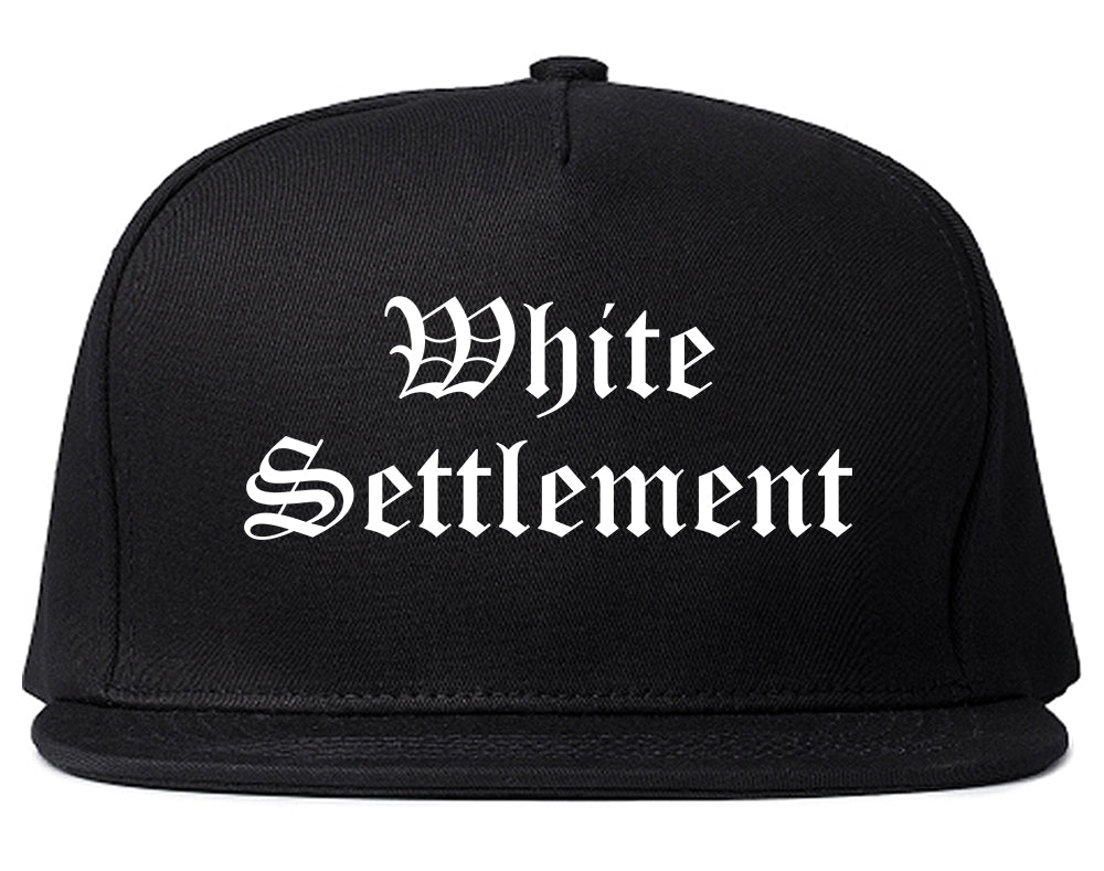 White Settlement Texas TX Old English Mens Snapback Hat Black