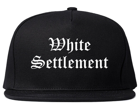 White Settlement Texas TX Old English Mens Snapback Hat Black
