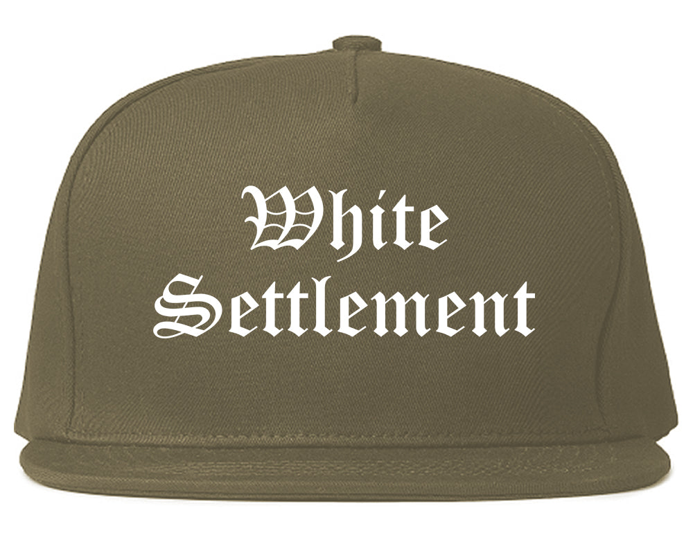 White Settlement Texas TX Old English Mens Snapback Hat Grey