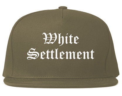 White Settlement Texas TX Old English Mens Snapback Hat Grey