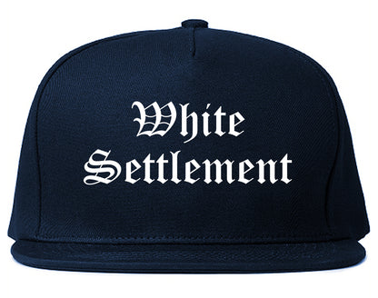 White Settlement Texas TX Old English Mens Snapback Hat Navy Blue