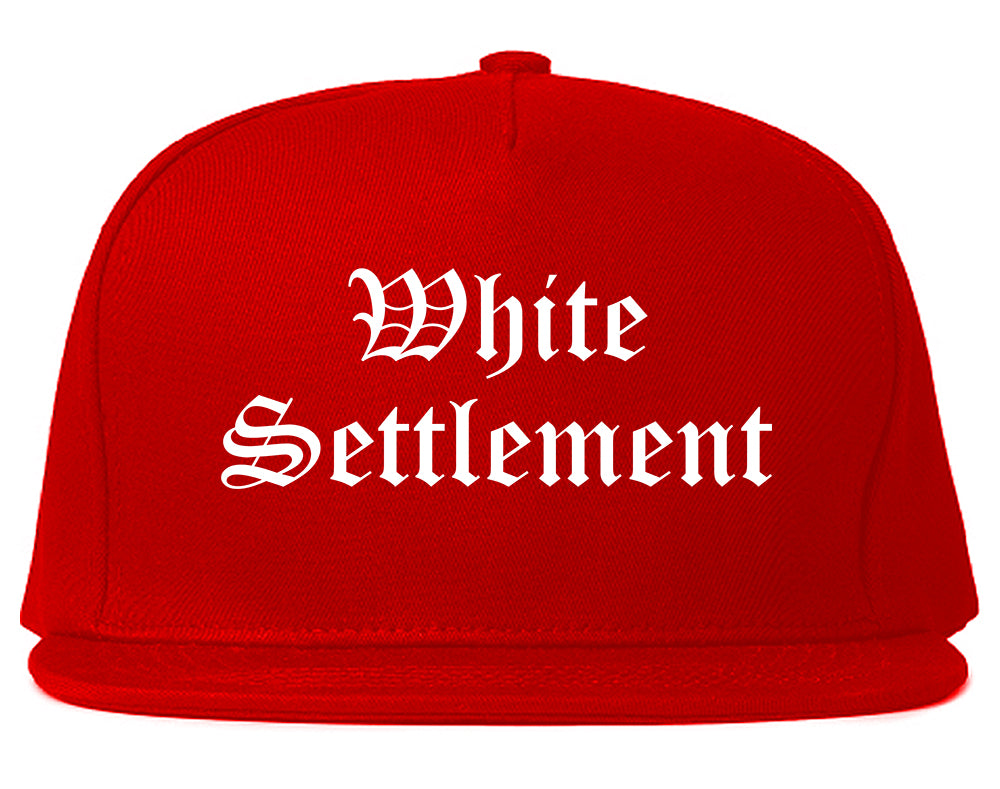 White Settlement Texas TX Old English Mens Snapback Hat Red