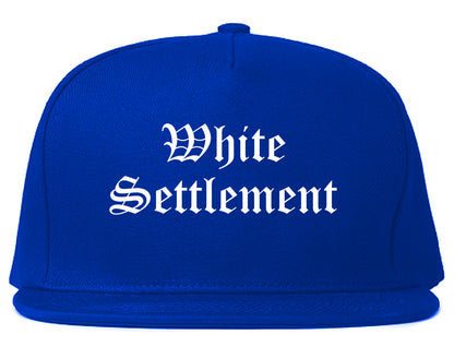 White Settlement Texas TX Old English Mens Snapback Hat Royal Blue