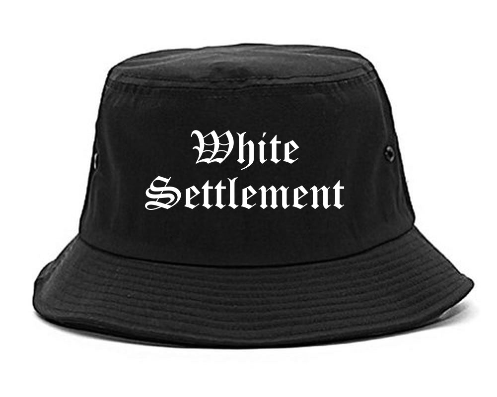 White Settlement Texas TX Old English Mens Bucket Hat Black