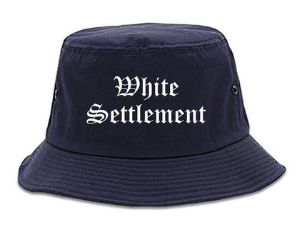 White Settlement Texas TX Old English Mens Bucket Hat Navy Blue