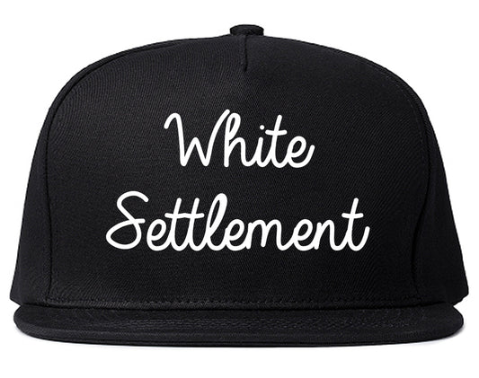 White Settlement Texas TX Script Mens Snapback Hat Black