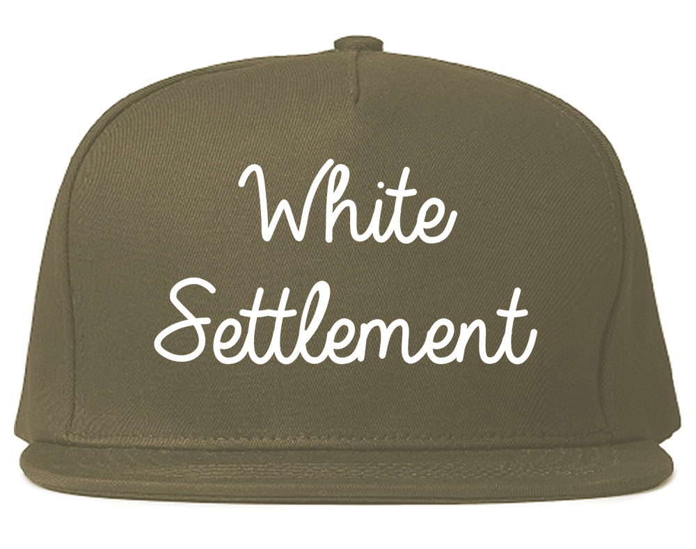 White Settlement Texas TX Script Mens Snapback Hat Grey