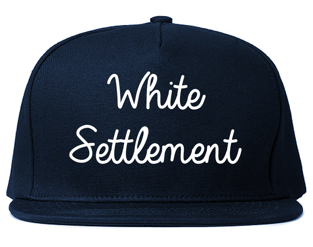 White Settlement Texas TX Script Mens Snapback Hat Navy Blue
