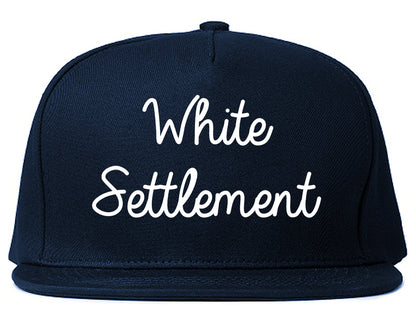 White Settlement Texas TX Script Mens Snapback Hat Navy Blue