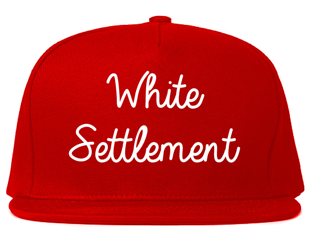 White Settlement Texas TX Script Mens Snapback Hat Red