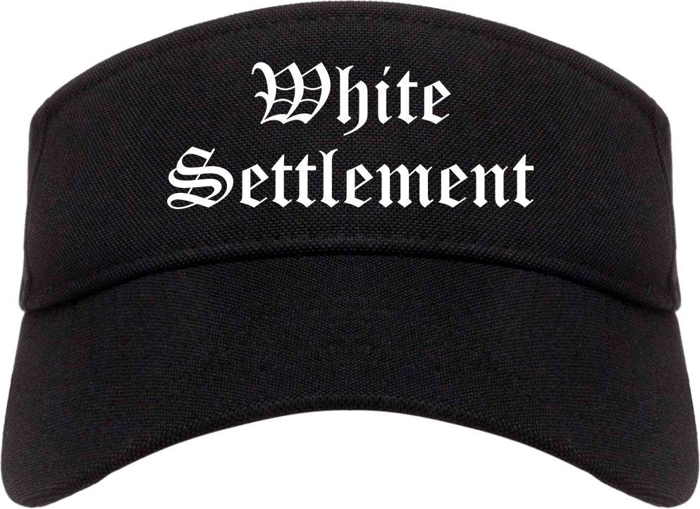 White Settlement Texas TX Old English Mens Visor Cap Hat Black