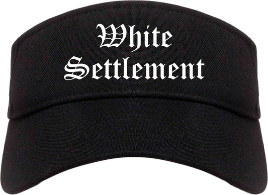 White Settlement Texas TX Old English Mens Visor Cap Hat Black