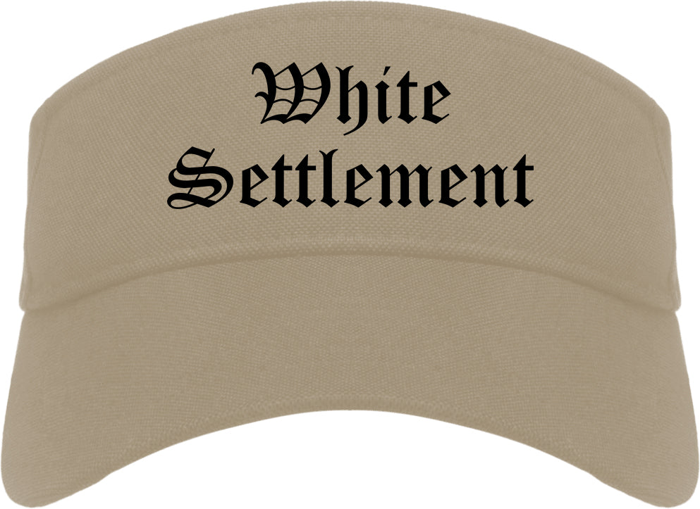 White Settlement Texas TX Old English Mens Visor Cap Hat Khaki