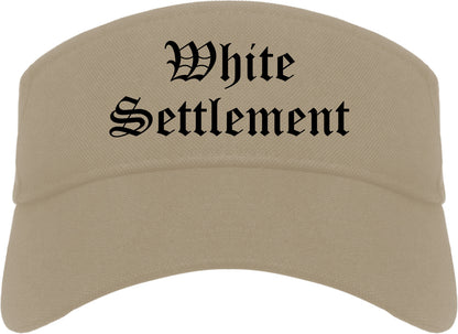 White Settlement Texas TX Old English Mens Visor Cap Hat Khaki