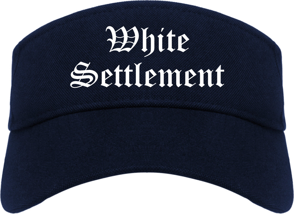 White Settlement Texas TX Old English Mens Visor Cap Hat Navy Blue