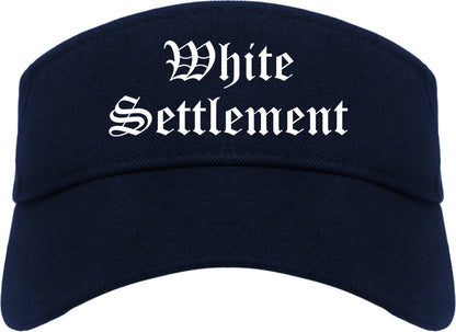White Settlement Texas TX Old English Mens Visor Cap Hat Navy Blue