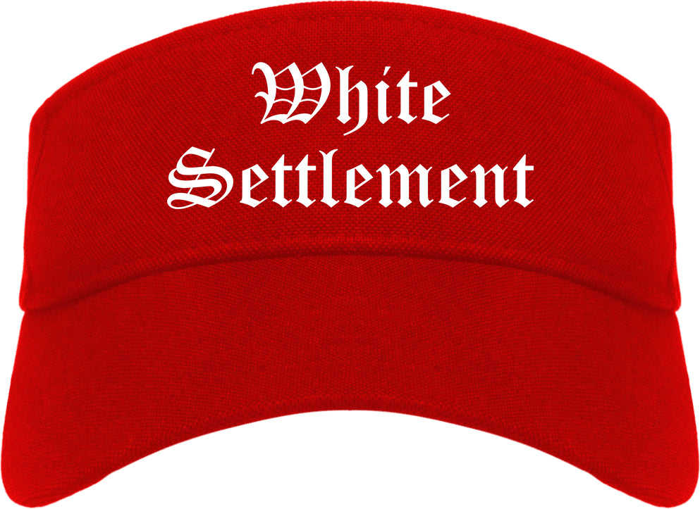 White Settlement Texas TX Old English Mens Visor Cap Hat Red