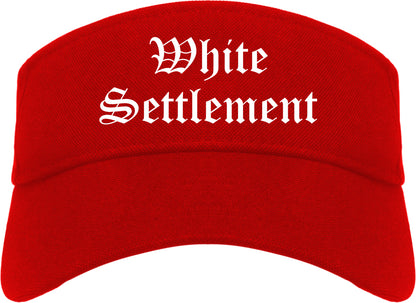 White Settlement Texas TX Old English Mens Visor Cap Hat Red