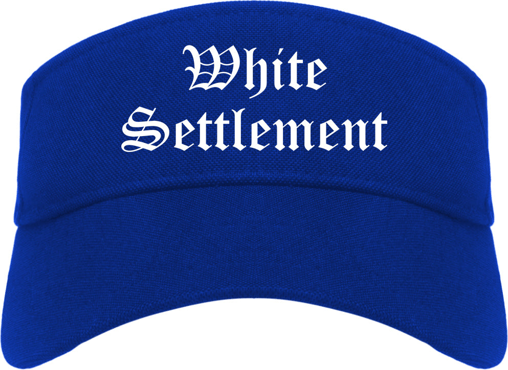 White Settlement Texas TX Old English Mens Visor Cap Hat Royal Blue