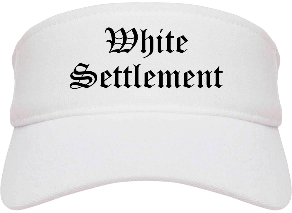 White Settlement Texas TX Old English Mens Visor Cap Hat White
