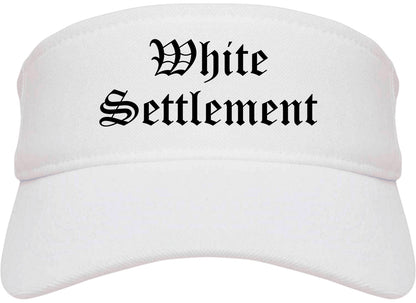 White Settlement Texas TX Old English Mens Visor Cap Hat White