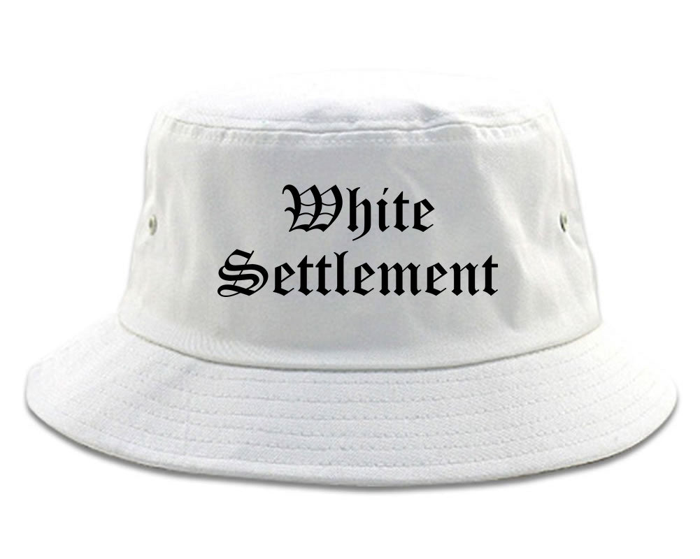 White Settlement Texas TX Old English Mens Bucket Hat White