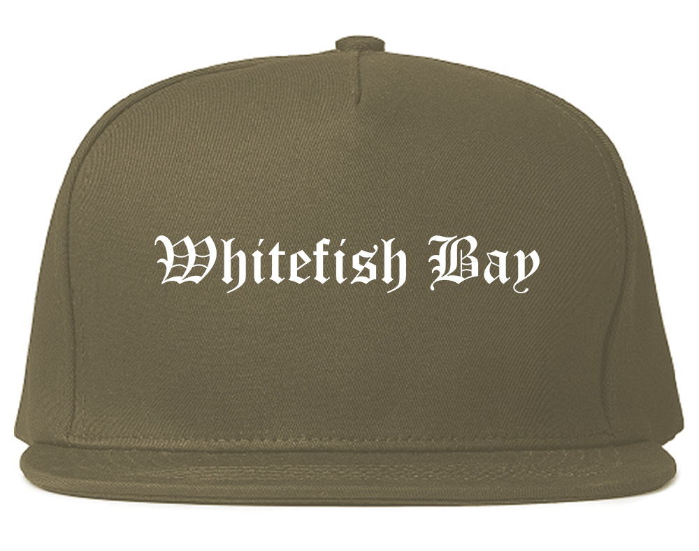 Whitefish Bay Wisconsin WI Old English Mens Snapback Hat Grey